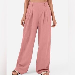 HALARA Palazzo Casual 100% Cotton Pants Straight Wide Leg